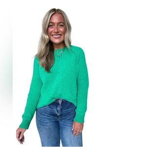 ZENANA Easily Endearing Chenille Knit Raglan Sweater Kelly Green Small